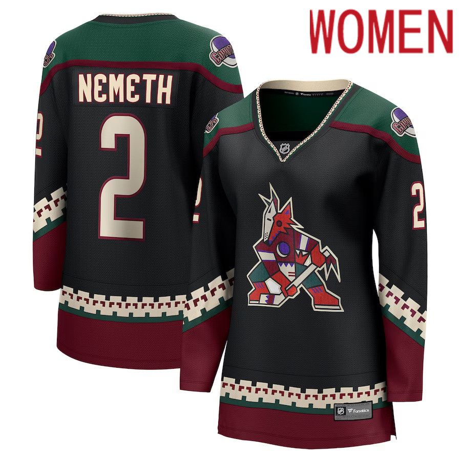 Women Arizona Coyotes #2 Patrik Nemeth Fanatics Branded Black Home Breakaway Player NHL Jersey